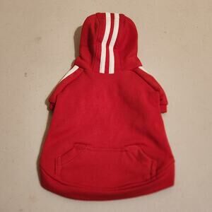 Woof Dog Hoodie Pet Sweater Tiny For Small Dog / Cat Red & White Streetwear Coat